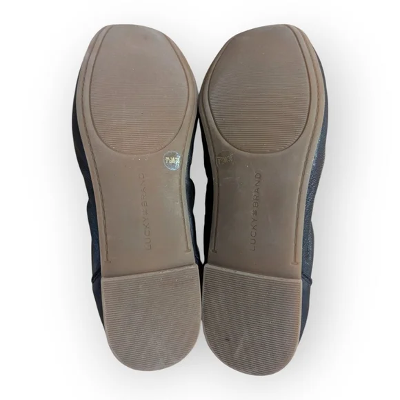 Lucky Brand Ballet Flats Black Leather Square toe 7.5 - Picture 9 of 11